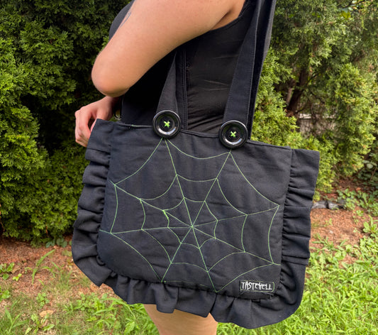 GREEN SPIDERWEB BAG